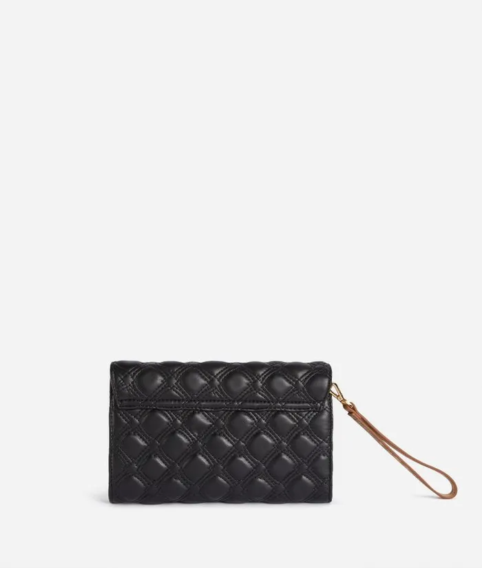 1c Matelass Clutch With Wristlet Black Woman Alviero Martini Mini Bags and Pouches