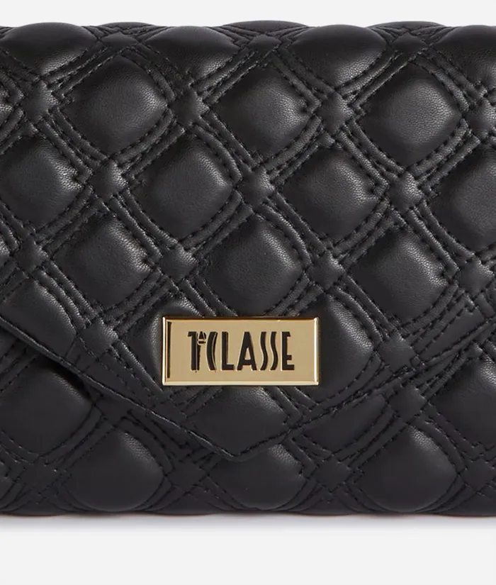 1c Matelass Clutch With Wristlet Black Woman Alviero Martini Mini Bags and Pouches