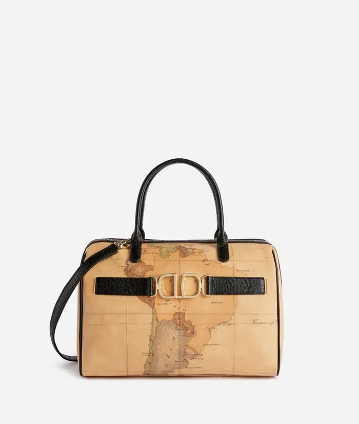 3d Geo Bowler Bag With Crossbody Strap Black Woman Alviero Martini Top Handle Bags