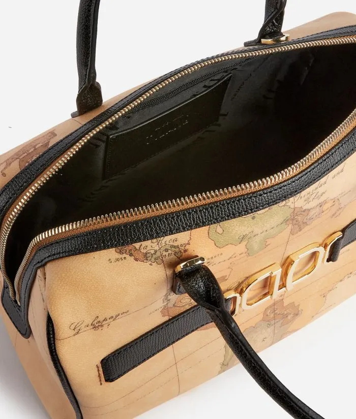 3d Geo Bowler Bag With Crossbody Strap Black Woman Alviero Martini Top Handle Bags