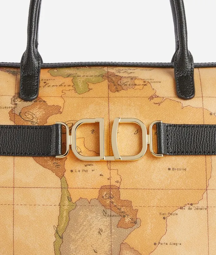 3d Geo Bowler Bag With Crossbody Strap Black Woman Alviero Martini Top Handle Bags