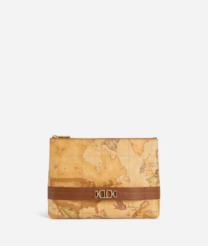 3d Geo Clutch With Hand Strap Chestnut Woman Alviero Martini Mini Bags and Pouches