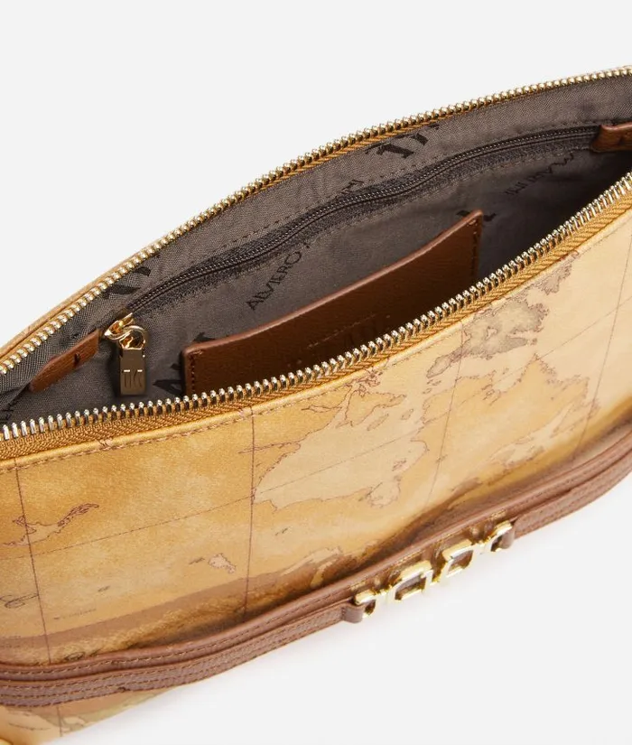 3d Geo Clutch With Hand Strap Chestnut Woman Alviero Martini Mini Bags and Pouches