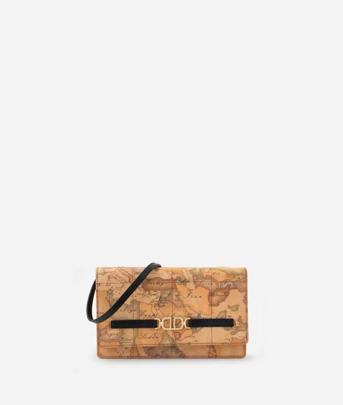 3d Geo Flap Pouch With Crossbody Strap Black Woman Alviero Martini Mini Bags and Pouches