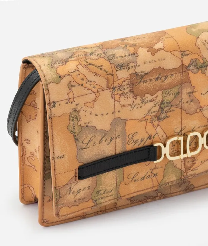 3d Geo Flap Pouch With Crossbody Strap Black Woman Alviero Martini Mini Bags and Pouches