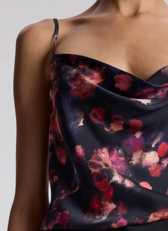 ALC Amber Stretch Silk Camisole Top Navy Multi Women Tops