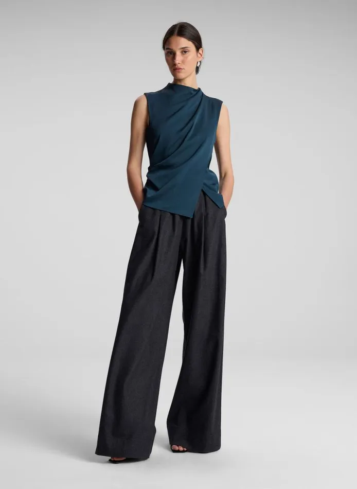 ALC Amira Ruched Sleeveless Top Malachite Women Tops