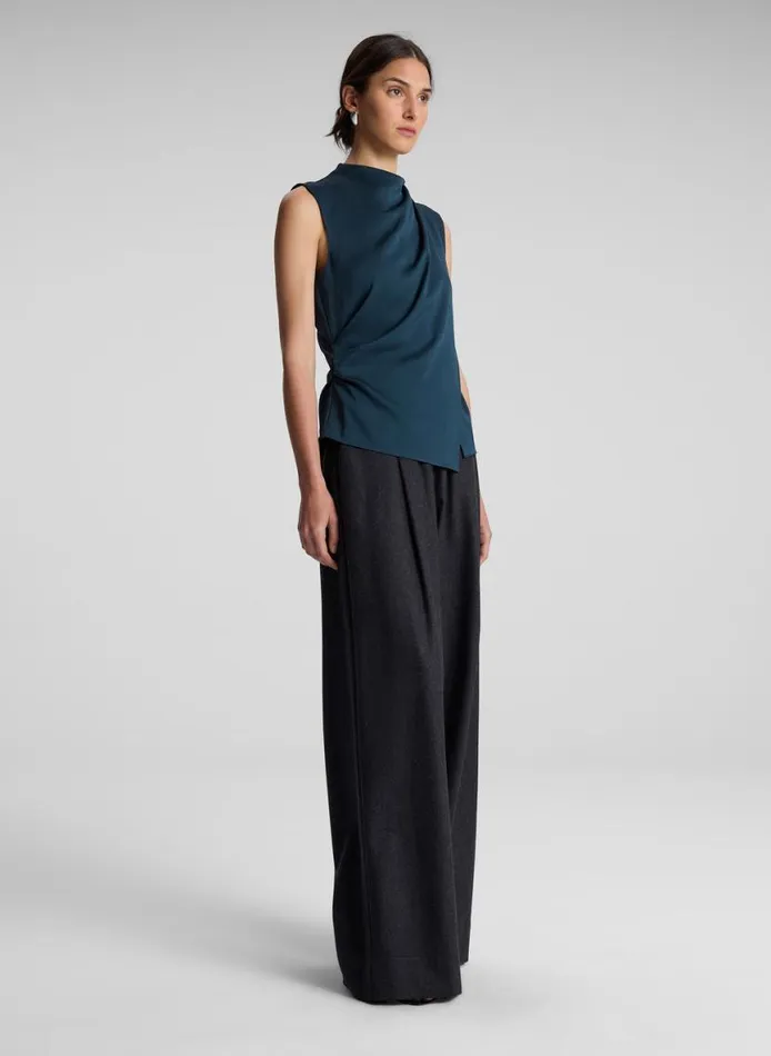 ALC Amira Ruched Sleeveless Top Malachite Women Tops