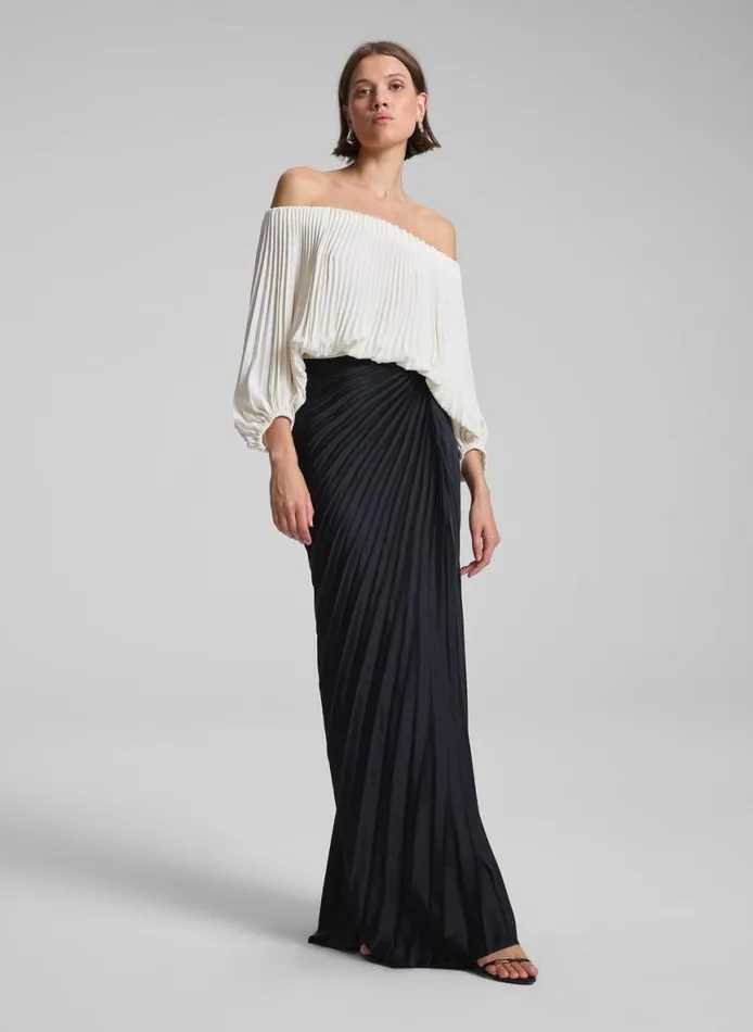 ALC Bianca Pleated Maxi Skirt Black Women Bottoms