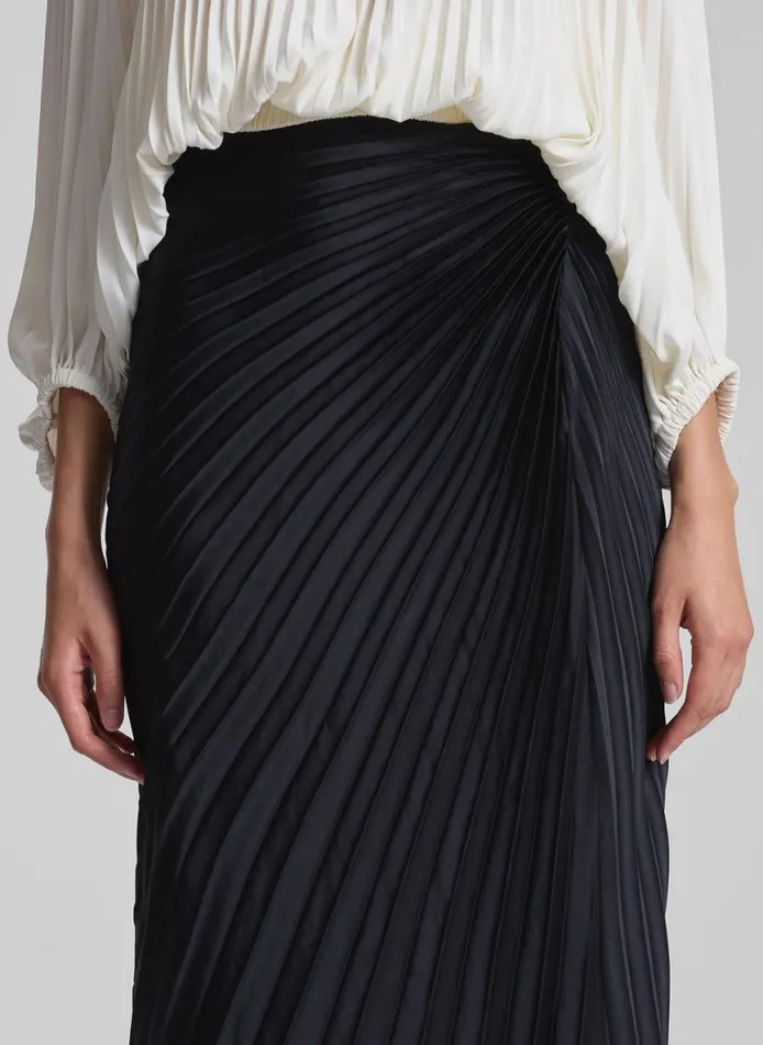 ALC Bianca Pleated Maxi Skirt Black Women Bottoms