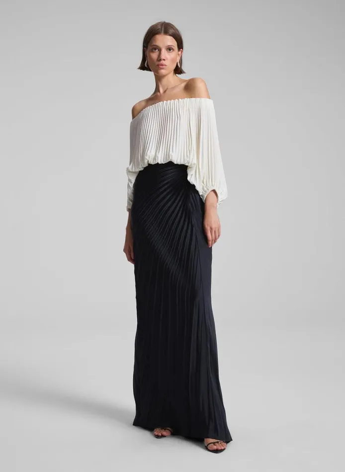 ALC Bianca Pleated Maxi Skirt Black Women Bottoms