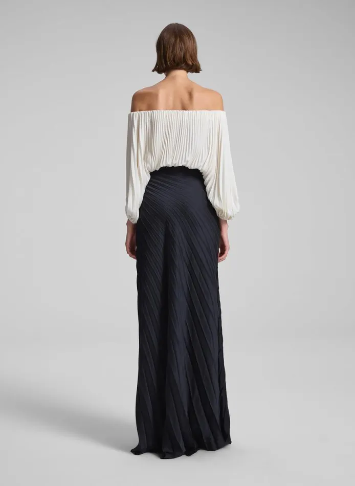 ALC Bianca Pleated Maxi Skirt Black Women Bottoms