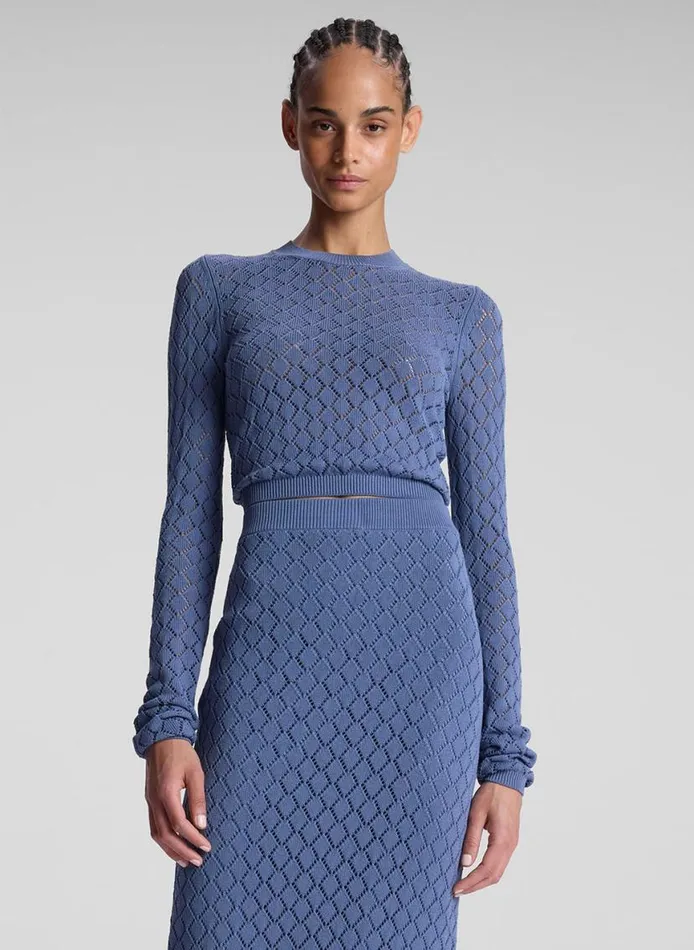 ALC Brandi Pointelle Knit Top Steel Blue Women Tops
