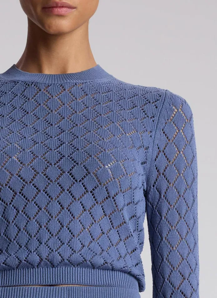 ALC Brandi Pointelle Knit Top Steel Blue Women Tops