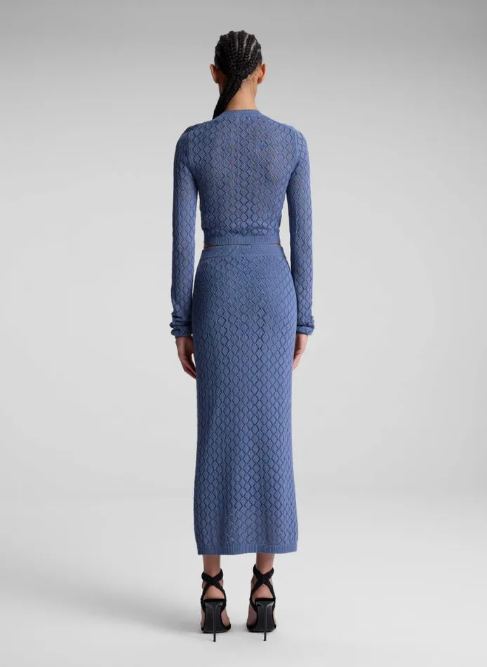 ALC Brandi Pointelle Knit Top Steel Blue Women Tops