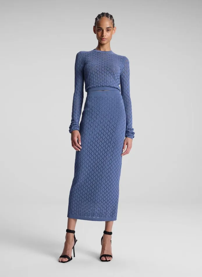 ALC Brandi Pointelle Knit Top Steel Blue Women Tops