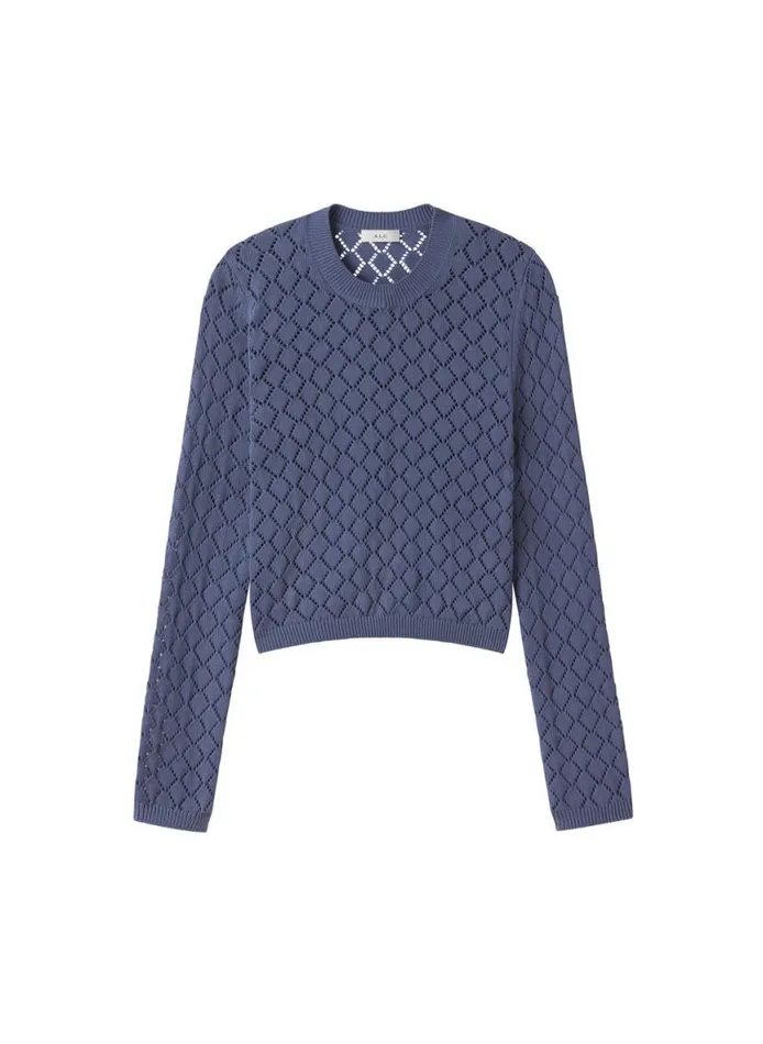 ALC Brandi Pointelle Knit Top Steel Blue Women Tops
