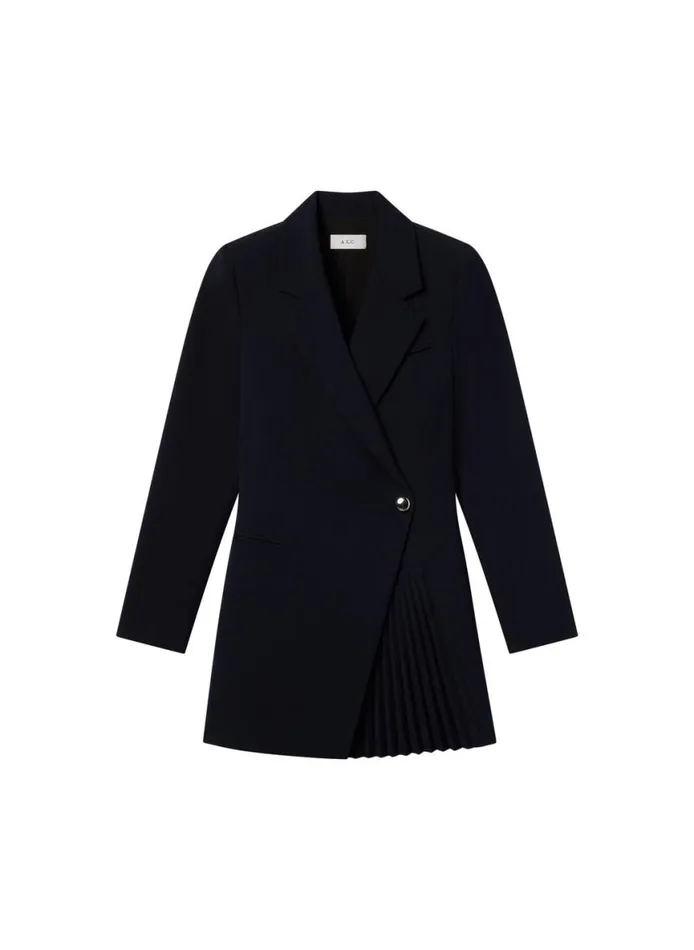 ALC Callen Pleated Blazer Dress Navy Women Suits