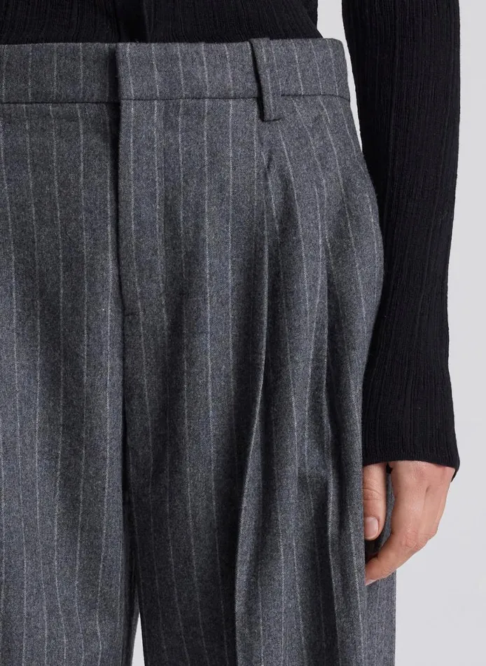 ALC Charles Wool Cashmere Pinstripe Pant Grey Melange Women Bottoms