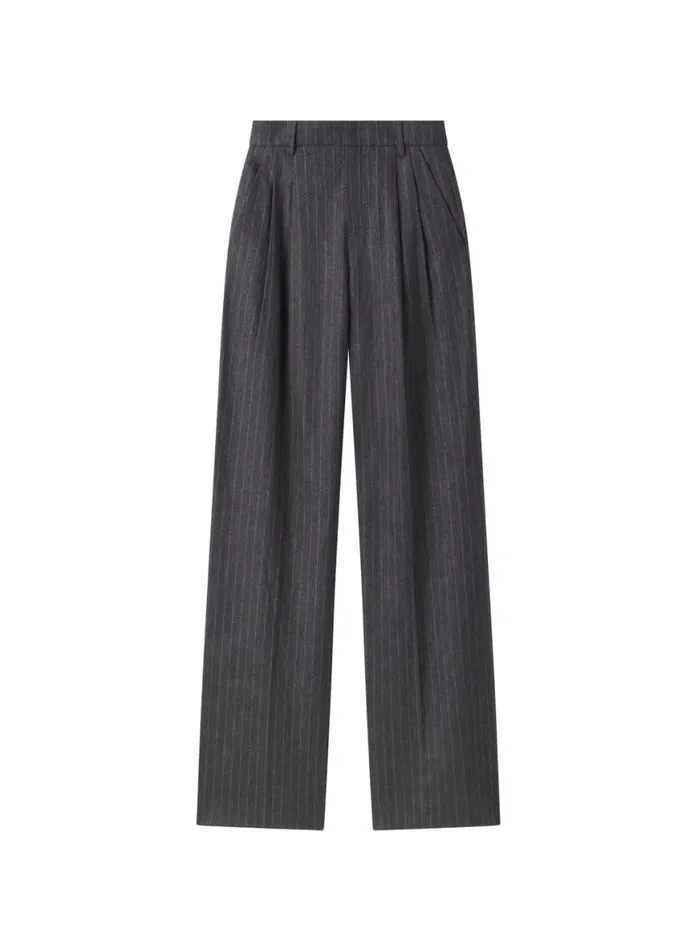 ALC Charles Wool Cashmere Pinstripe Pant Grey Melange Women Bottoms