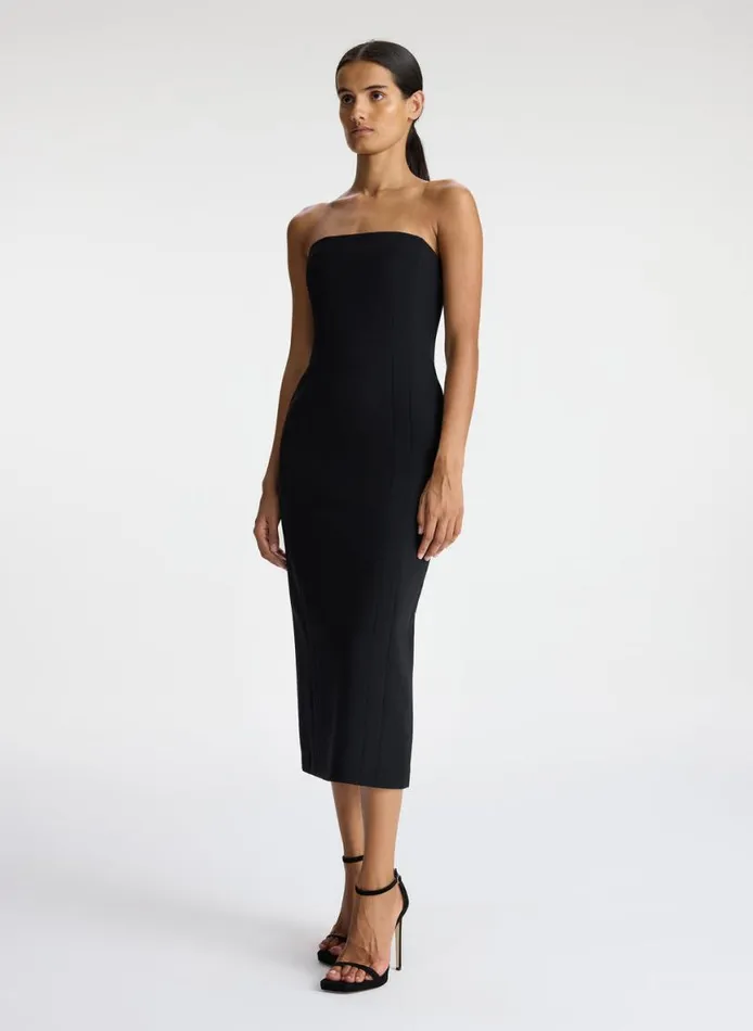 ALC Elizabeth Strapless Midi Dress Black Women Dresses