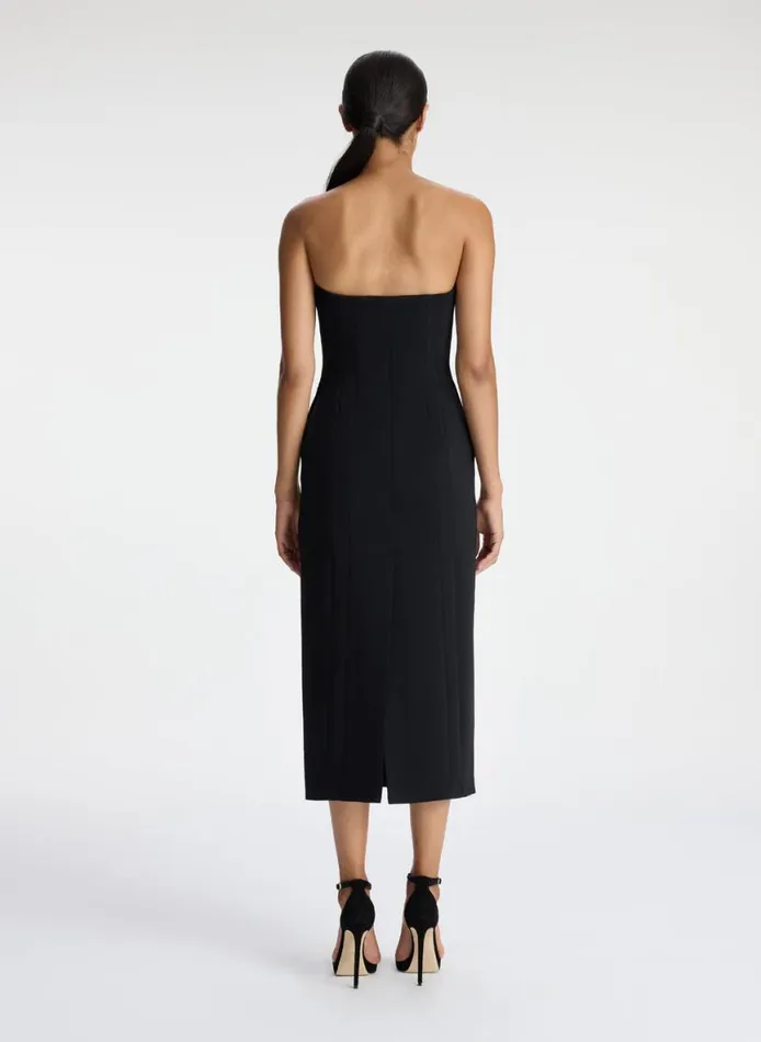 ALC Elizabeth Strapless Midi Dress Black Women Dresses