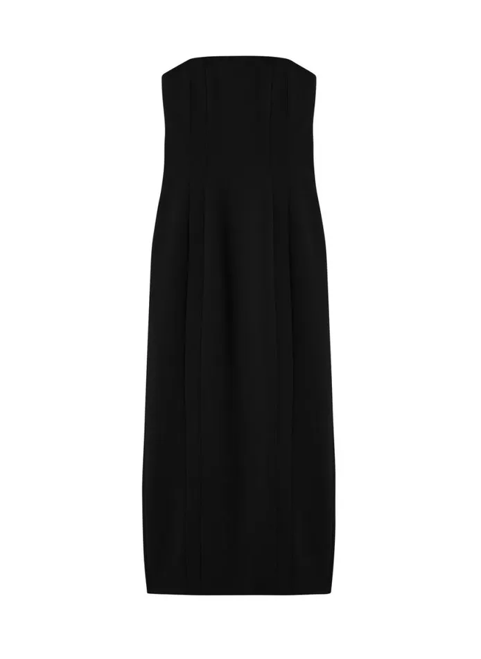 ALC Elizabeth Strapless Midi Dress Black Women Dresses