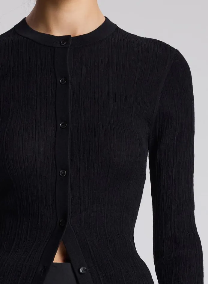 ALC Fisher Fine Cotton Cardigan Black Women Sweaters