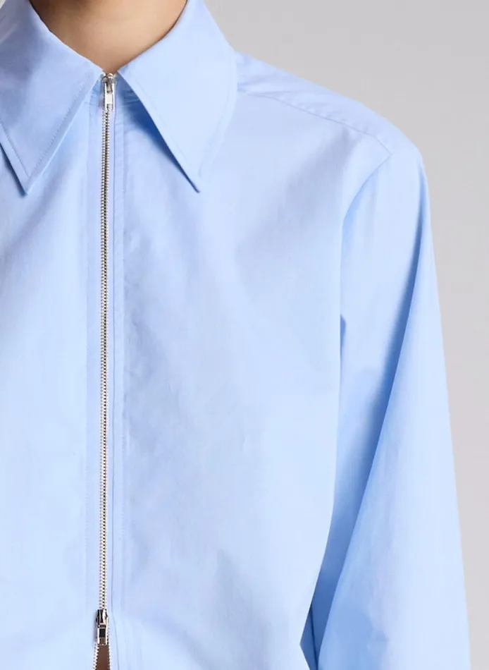 ALC Jill Cotton Zip Top Sky Blue Women Tops