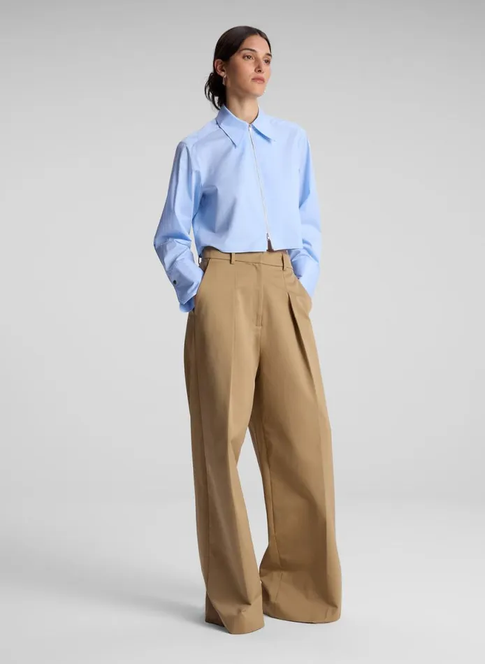 ALC Jill Cotton Zip Top Sky Blue Women Tops