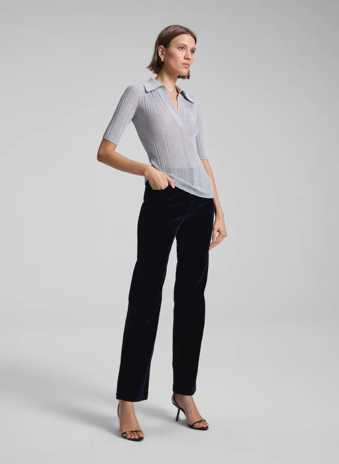 ALC Joey Metallic Knit Top Mercury Women Knitwear