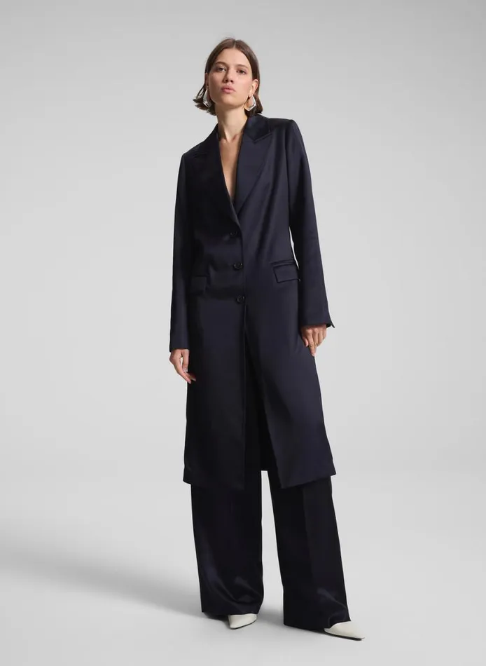 ALC Jude Satin Coat Deep Navy Women Jackets and Coats