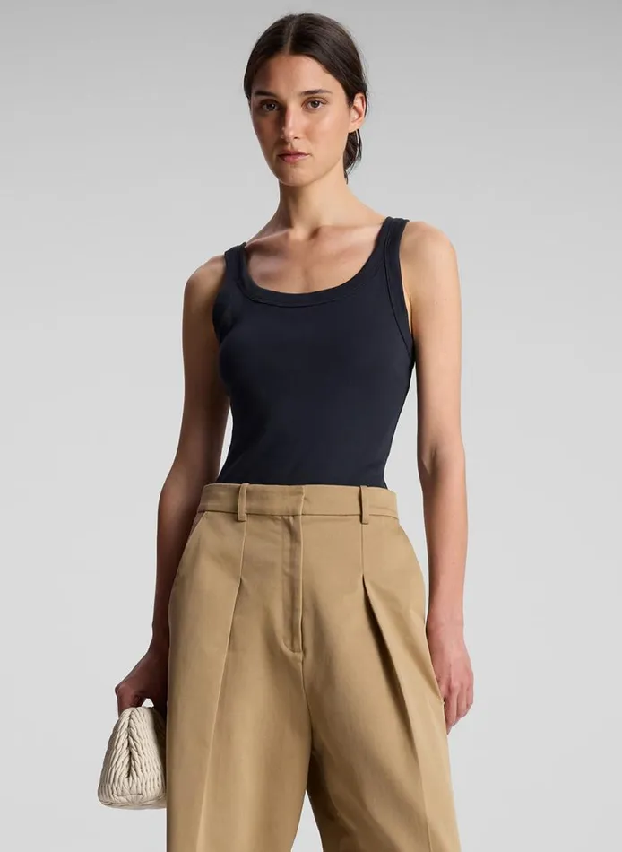 ALC Kai Cotton Rib Tank Black Women Tops