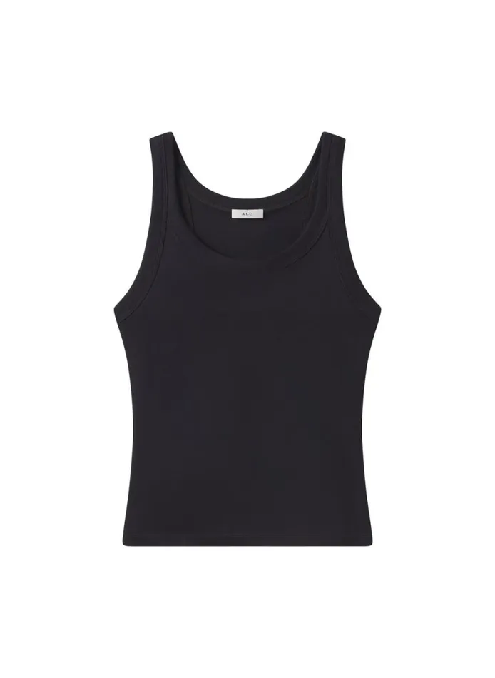ALC Kai Cotton Rib Tank Black Women Tops