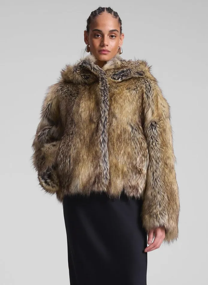 ALC Lex Faux Fur Jacket Brown Coyote Women Jackets and Coats