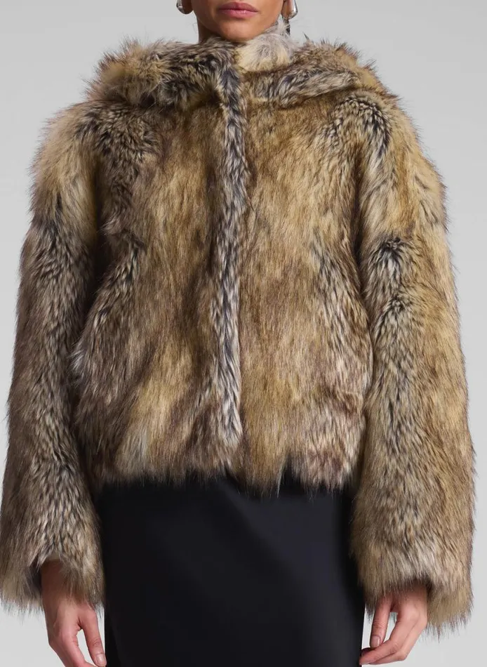 ALC Lex Faux Fur Jacket Brown Coyote Women Jackets and Coats