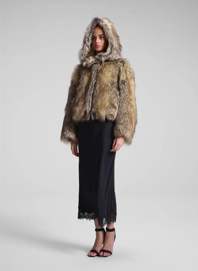 ALC Lex Faux Fur Jacket Brown Coyote Women Jackets and Coats