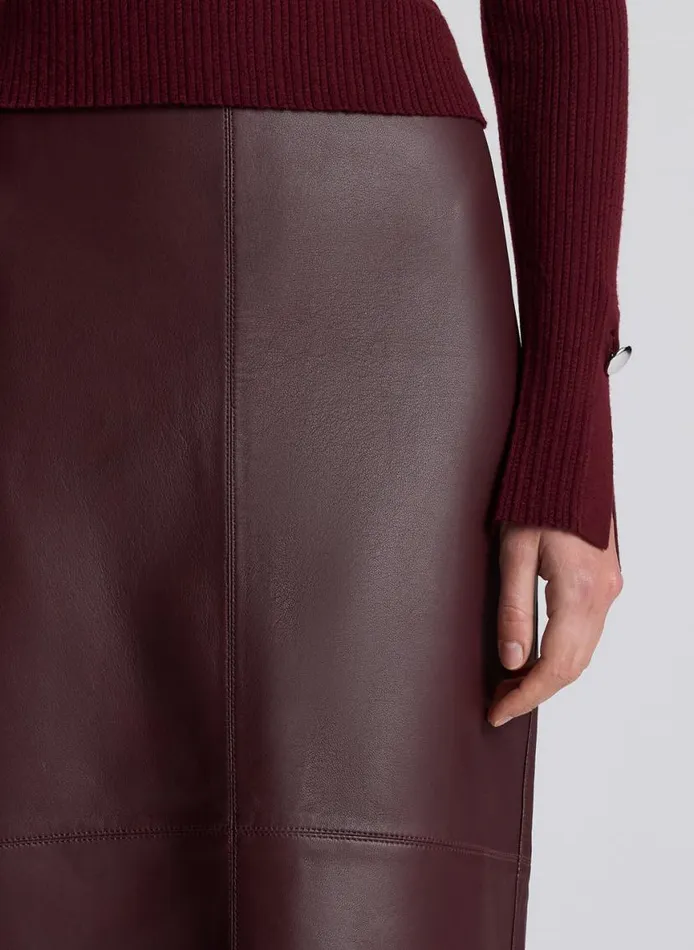 ALC Marta Leather Midi Skirt Umber Women Bottoms