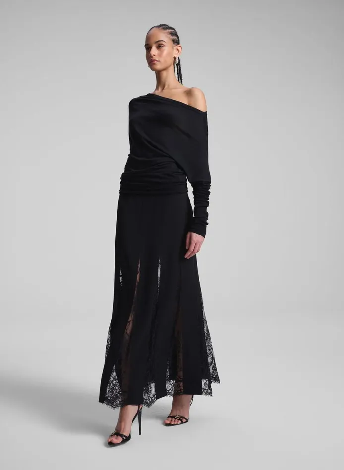 ALC Mira Lace Midi Skirt Blackblack Women Bottoms