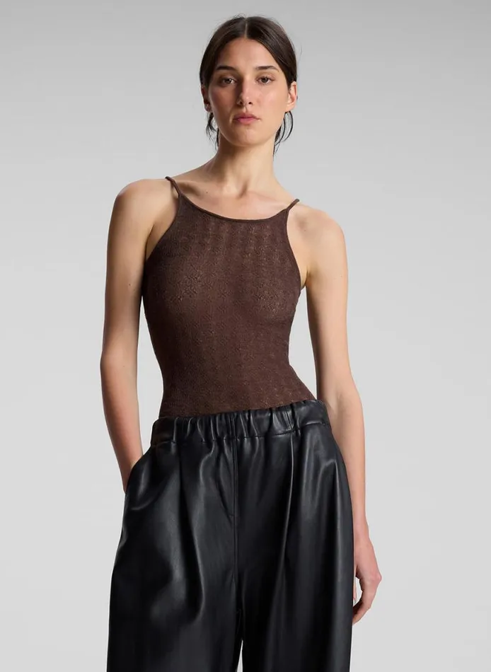 ALC Morgan Alpaca Knit Top Brown Women Tops