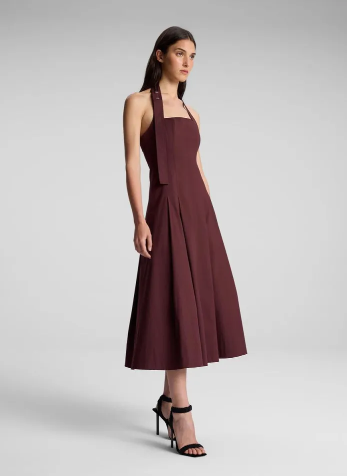 ALC Natalie Halter Midi Dress Carob Women Dresses