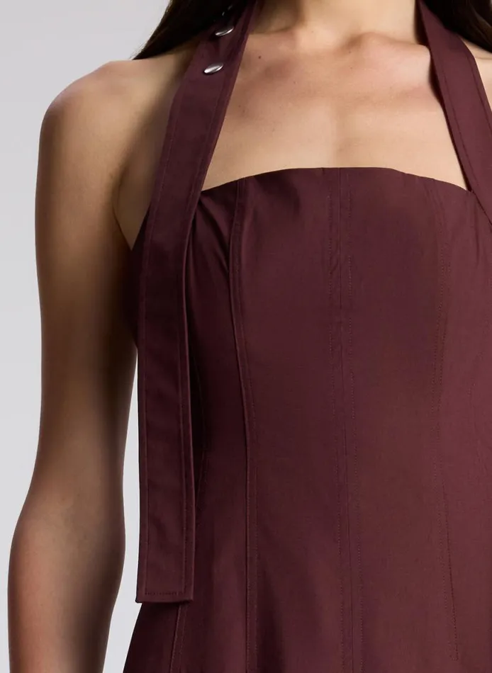 ALC Natalie Halter Midi Dress Carob Women Dresses