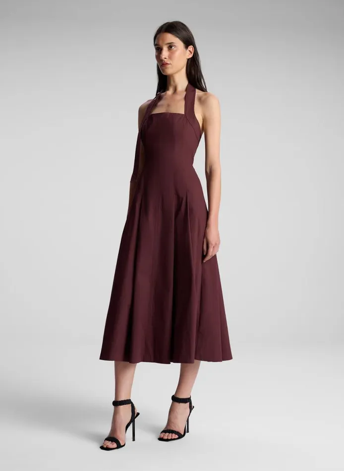 ALC Natalie Halter Midi Dress Carob Women Dresses