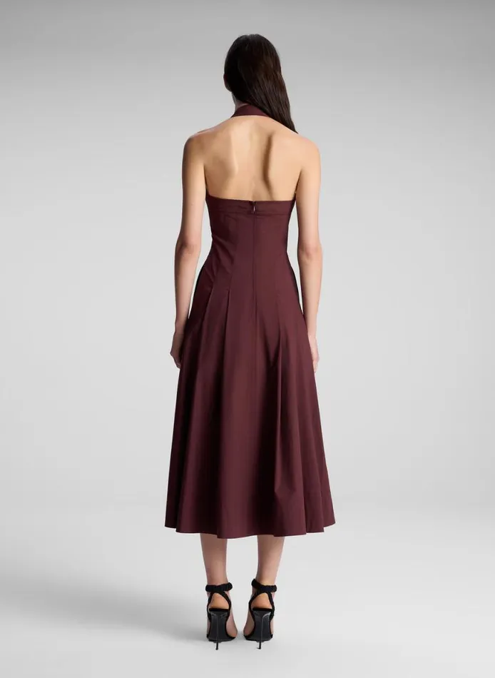 ALC Natalie Halter Midi Dress Carob Women Dresses