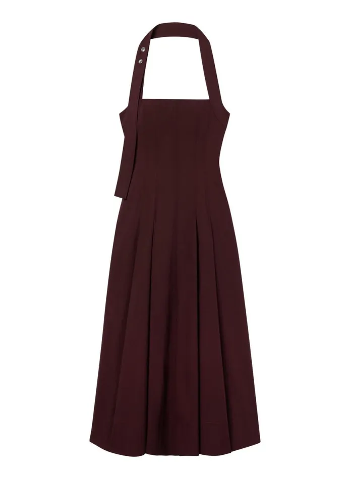 ALC Natalie Halter Midi Dress Carob Women Dresses