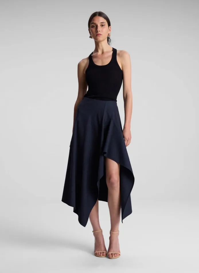 ALC Navy Plaid Midi Skirt Navyblack Women Skirts