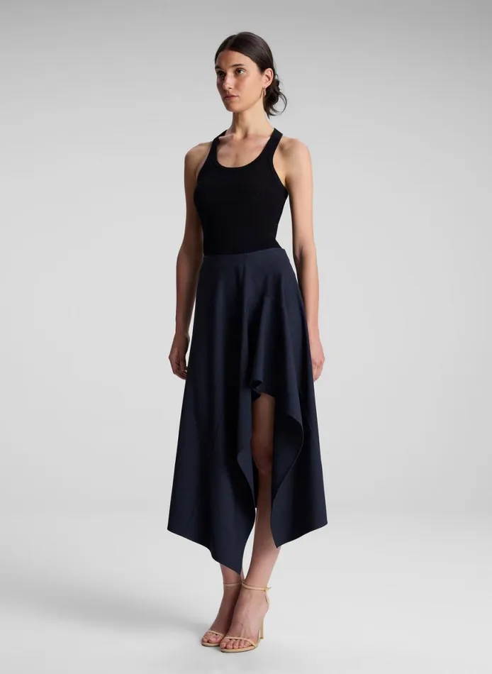 ALC Navy Plaid Midi Skirt Navyblack Women Skirts