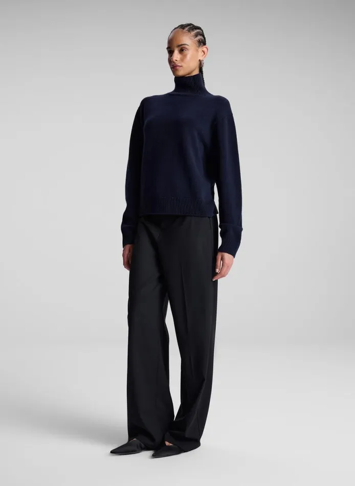 ALC Teddy Cashmere Turtleneck Sweater Navy Women Tops