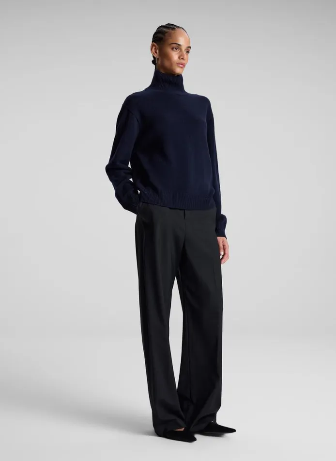 ALC Teddy Cashmere Turtleneck Sweater Navy Women Tops