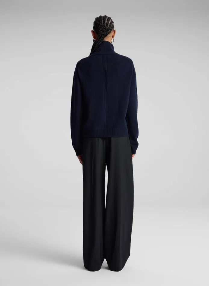 ALC Teddy Cashmere Turtleneck Sweater Navy Women Tops